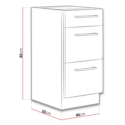 Dolní šuplíková kuchyňská skříňka 40 cm ZHILAN - dub lancelot / lesklá bílá