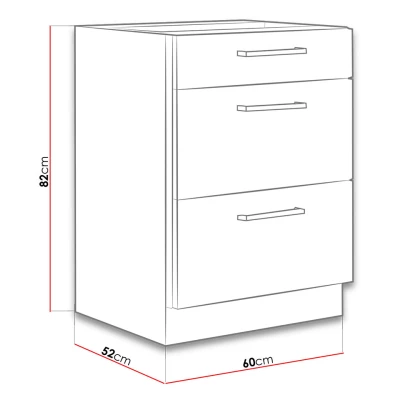 Dolní šuplíková kuchyňská skříňka 60 cm ZHILAN - dub lancelot / lesklá bílá