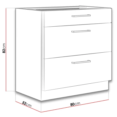 Dolní šuplíková kuchyňská skříňka 80 cm ZHILAN - dub lancelot / lesklá bílá