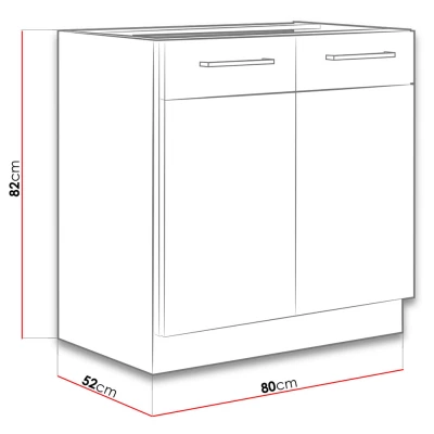 Dolní dvoudveřová kuchyňská skříňka 80 cm ZHILAN - dub lancelot / lesklá bílá