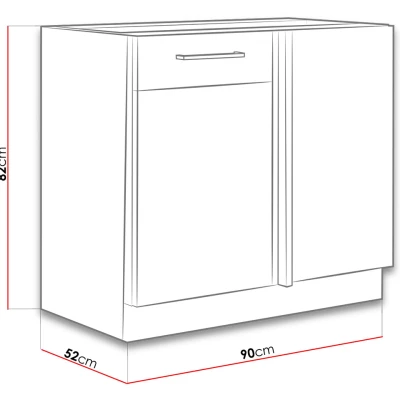 Dolní kuchyňská skříňka 90 cm ZHILAN - dub lancelot / lesklá bílá