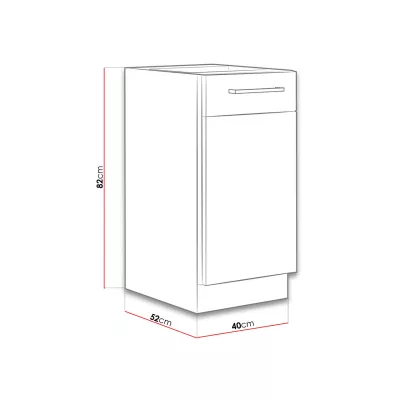 Dolní jednodveřová kuchyňská skříňka 40 cm ZHILAN - dub lancelot / lesklá bílá