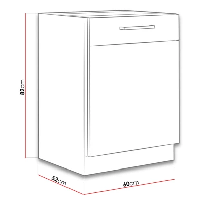 Dolní jednodveřová kuchyňská skříňka 60 cm ZHILAN - dub lancelot / lesklá bílá