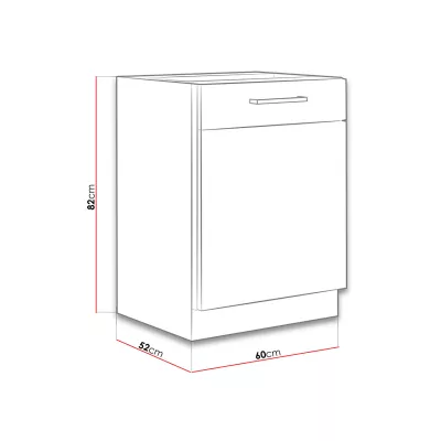 Dolní jednodveřová kuchyňská skříňka 60 cm ZHILAN - dub lancelot / lesklá bílá