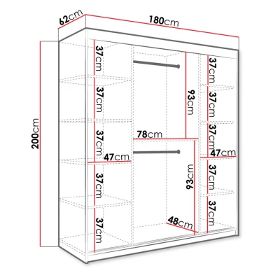 Moderní šatní skříň 180 cm CARSON 2 - bílý mramor / bílá / zlatá