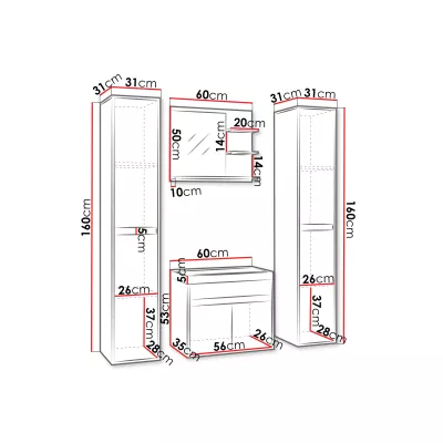 Koupelnová sestava se zrcadlem DENISON XL - modřín bodega / černý grafit + sifon ZDARMA