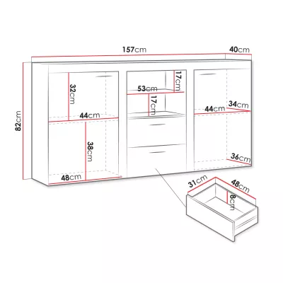 Moderní kombinovaná komoda THISE - beton / bílá