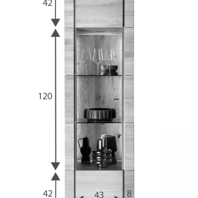 Prosklená vitrína LELA - dub olejovaný