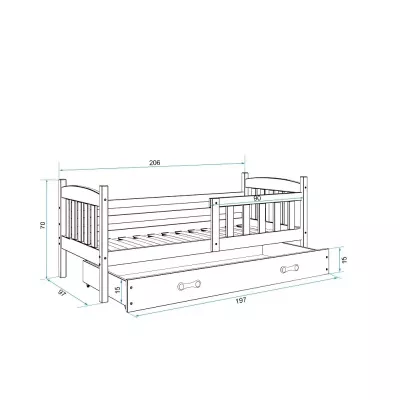 Dětská postel s úložným prostorem s matrací 90x200 BRIGID - grafit / modrá