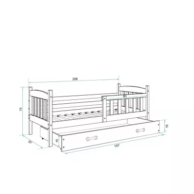 Dětská postel s úložným prostorem s matrací 90x200 BRIGID - bílá / modrá