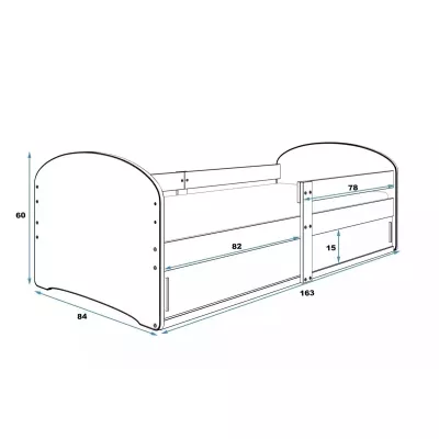 Dětská postel s úložným prostorem bez matrace 80x160 KOČKA 1 - grafit