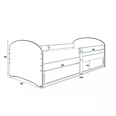 Dětská postel s úložným prostorem bez matrace 80x160 KOČKA 1 - grafit