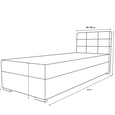 Čalouněná postel 90x200 ELSIE 1 s úložným prostorem - hořčicová, pravé provedení