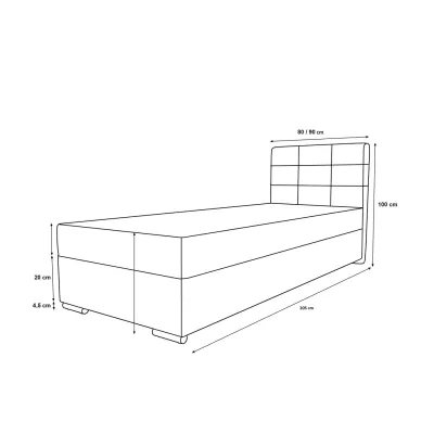 Čalouněná postel 90x200 ELSIE 1 s úložným prostorem - hořčicová, pravé provedení