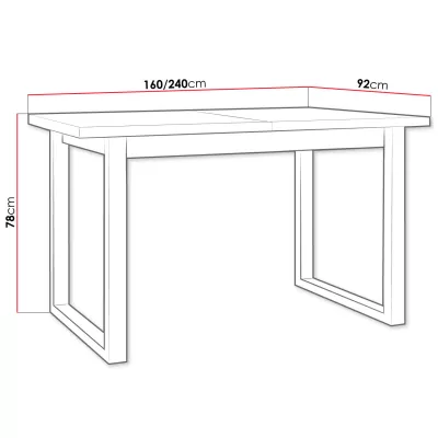 Rozkládací jídelní stůl 160x92 cm ALVARADO 4 - dub sonoma / černý