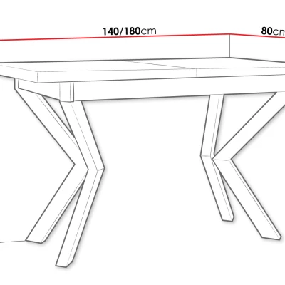 Rozkládací jídelní stůl 140x80 cm ALVARADO 3 - dub sonoma / černý