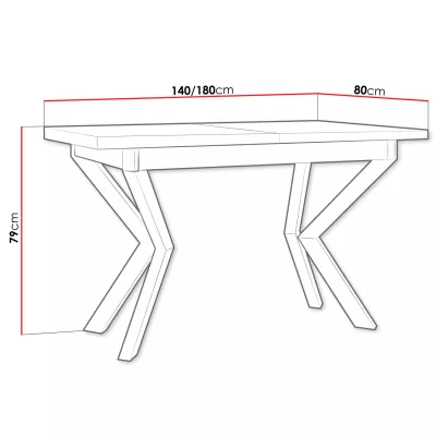 Rozkládací jídelní stůl 140x80 cm ALVARADO 3 - dub sonoma / černý