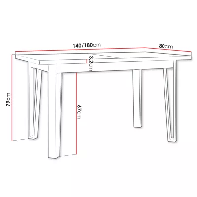 Rozkládací stůl do kuchyně 140x80 cm ALVARADO 6 - dub sonoma / černý