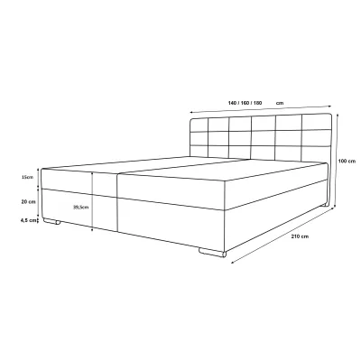 Čalouněná postel 180x200 ELSIE 3 s úložným prostorem - šedá