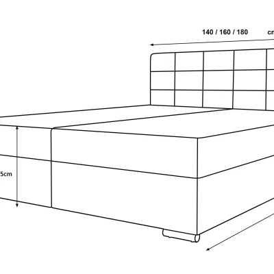 Čalouněná postel 180x200 ELSIE 3 s úložným prostorem - světle šedá