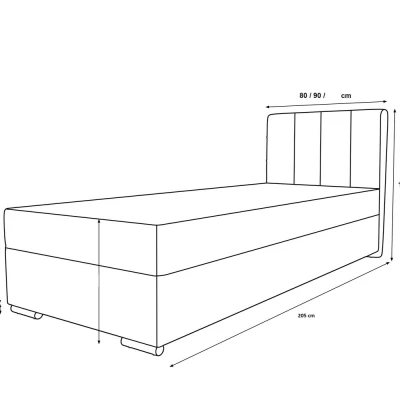 Čalouněná postel 90x200 ELSIE 3 s úložným prostorem - hořčicová, pravé provedení