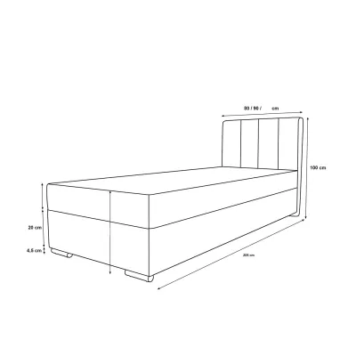 Čalouněná postel 90x200 ELSIE 3 s úložným prostorem - hořčicová, pravé provedení