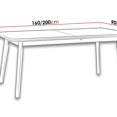 Rozkládací stůl do jídelny 160x90 cm ANGLETON 8 - bílý / černý