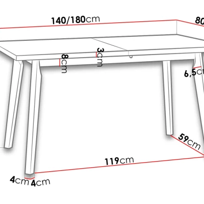 Rozkládací jídelní stůl 140x80 AMES 5 - dub artisan / bílý