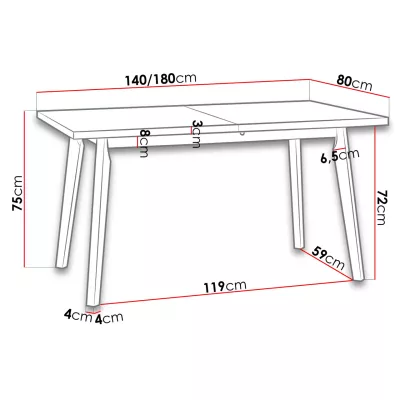 Rozkládací jídelní stůl 140x80 AMES 5 - dub artisan / bílý