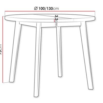 Kulatý malý rozkládací stůl do jídelny 100 cm AMES 9 - dub artisan / bílý