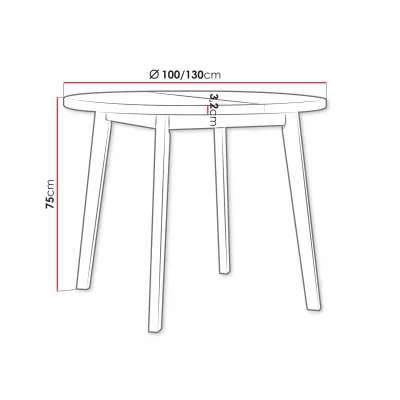 Kulatý malý rozkládací stůl do jídelny 100 cm AMES 9 - dub artisan / bílý