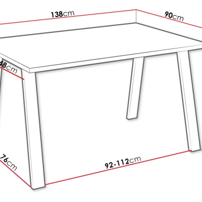 Stůl do jídelny 138x90 cm KOCIO - bílý / černý