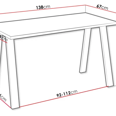 Stůl do jídelny 138x67 cm KOCIO - dub lancelot / černý