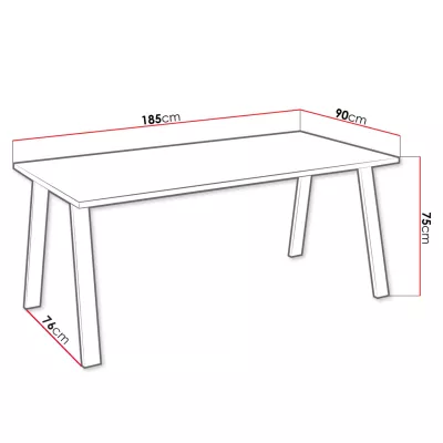 Stůl do jídelny 185x90 cm KOCIO - dub lancelot / černý