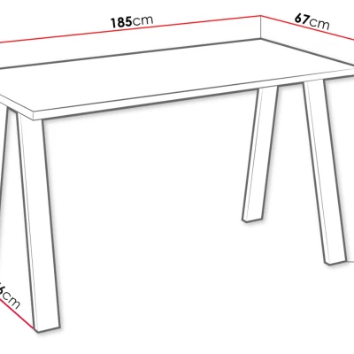 Stůl do jídelny 185x67 cm KOCIO - dub lancelot / černý