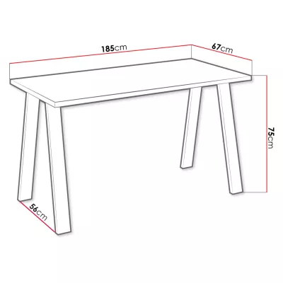 Stůl do jídelny 185x67 cm KOCIO - dub lancelot / černý