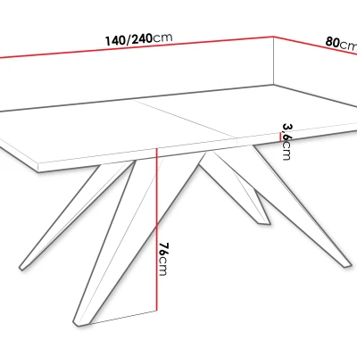 Jídelní rozkládací stůl 140x80 cm EDGAR - černý