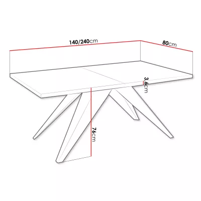 Jídelní rozkládací stůl 140x80 cm EDGAR - černý