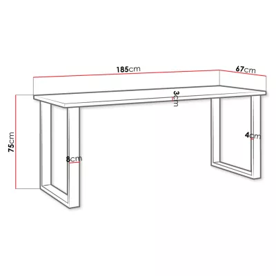 Jídelní stůl 185x67 cm IZMIR - dub artisan / černý