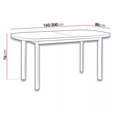 Rozkládací oválný jídelní stůl 160x80 cm BANGS 9 - dub sonoma