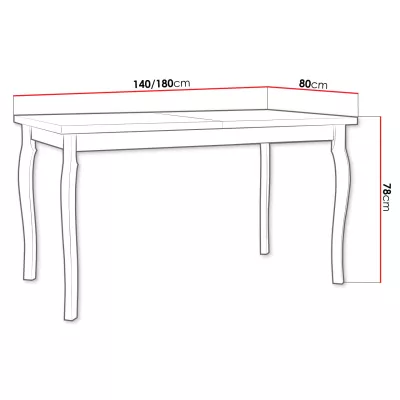 Rozkládací jídelní stůl 140x80 cm ELISEK 5 - bílý / černý