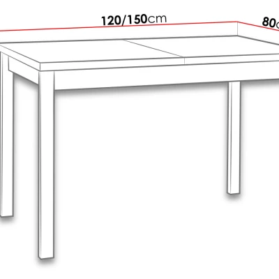 Rozkládací kuchyňský stůl 120x80 cm ELISEK 1 - dub sonoma / černý