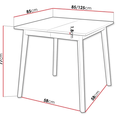 Malý jídelní rozkládací stůl 85x85 cm BAKARA - bílý / černý