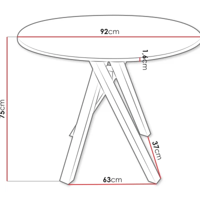 Malý kulatý jídelní stůl 92 cm BOMBEL - bílý / černý