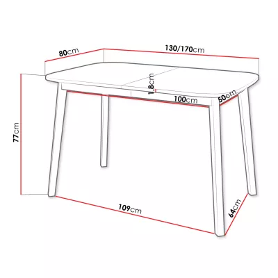 Rozkládací stůl do kuchyně 130x80 cm CALATHEA - bílý / černý