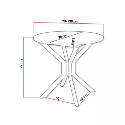 Malý kulatý jídelní stůl 90 cm DIAMENT 1 - šedý mramor / černý