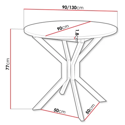 Malý kulatý jídelní stůl 90 cm DIAMENT 1 - dub kraft zlatý / černý