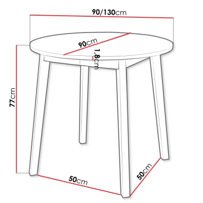 Malý kulatý jídelní stůl 90 cm DIAMENT 2 - šedý mramor / černý