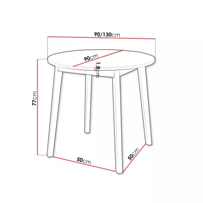 Malý kulatý jídelní stůl 90 cm DIAMENT 2 - dub kraft zlatý / černý