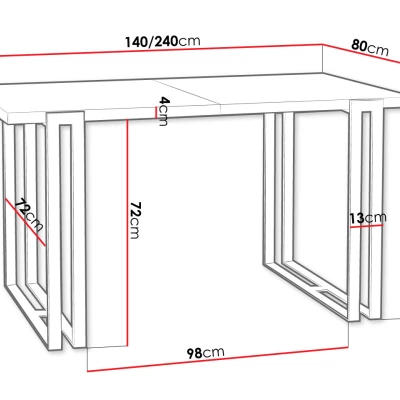 Jídelní stůl rozkládací 140x80 cm HAGA - mramor světlý / černý